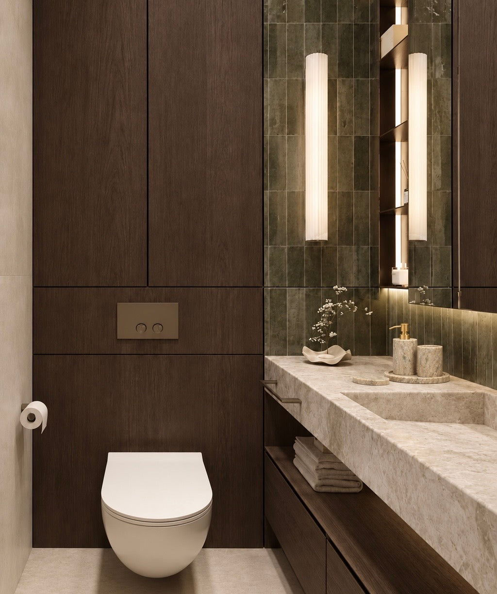 Açık Kahve Mermer 4 Parça Banyo Seti