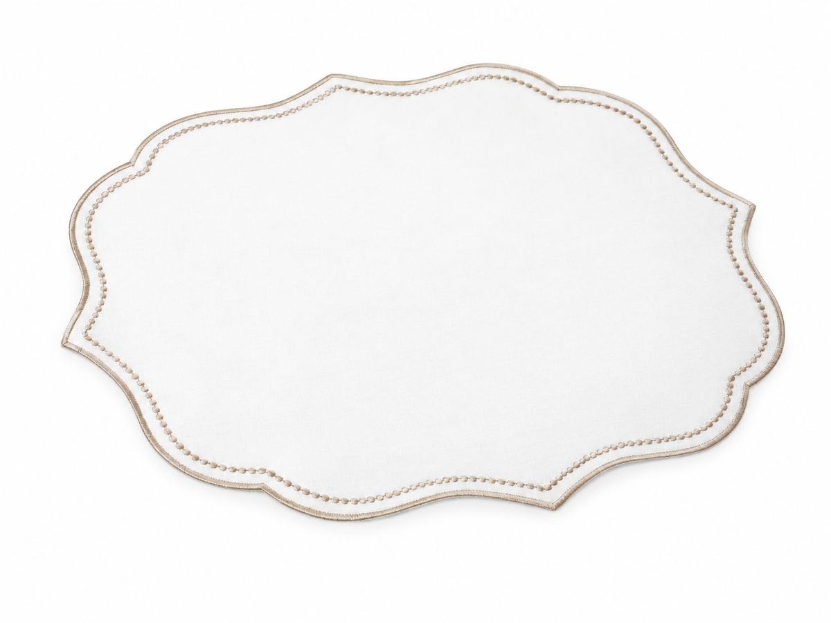 Lia 2'li Taş Rengi Nakışlı Keten Amerikan Servis