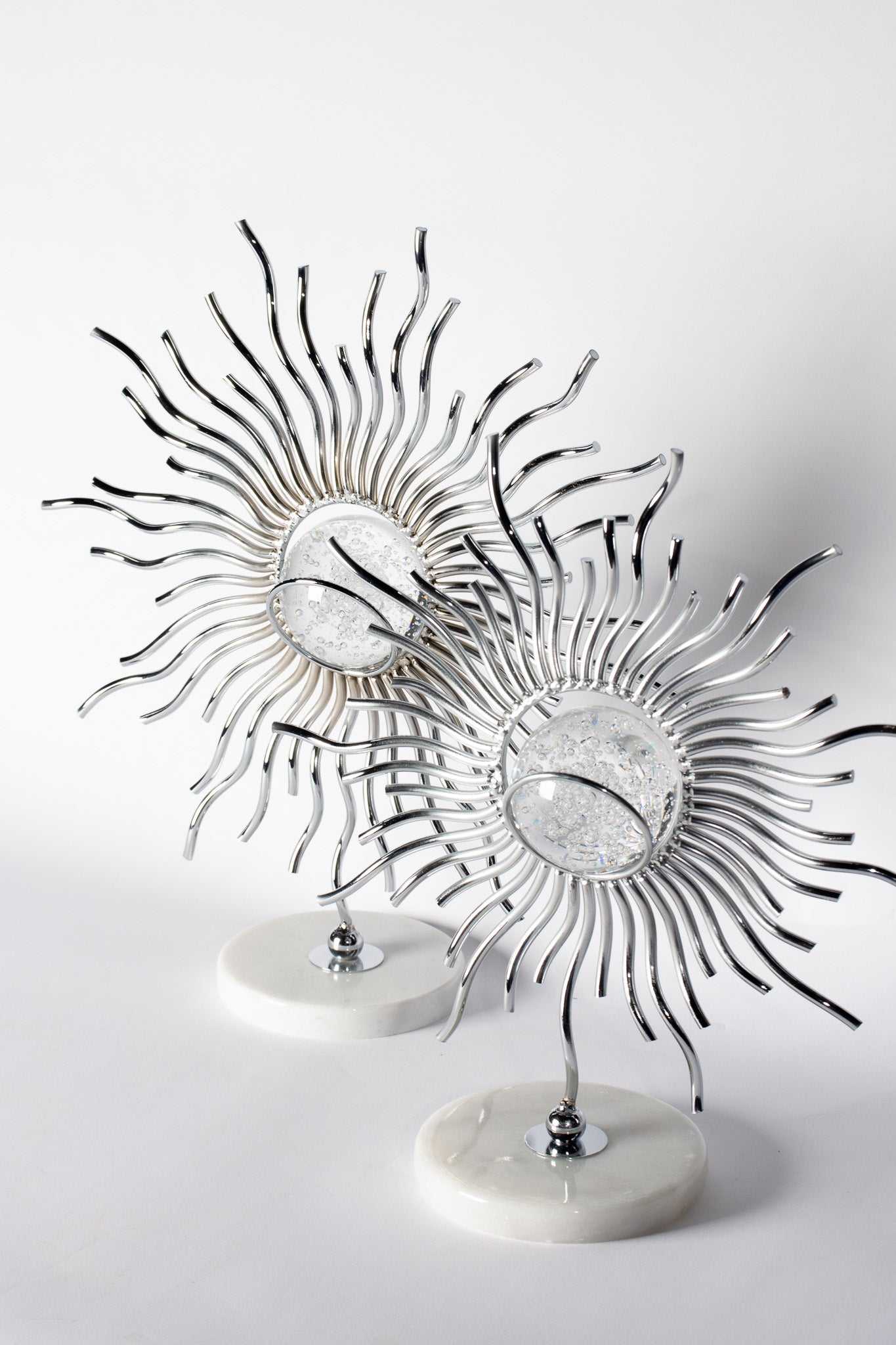 Mermer Ayaklı Silver Güneş 2'li Dekoratif Obje