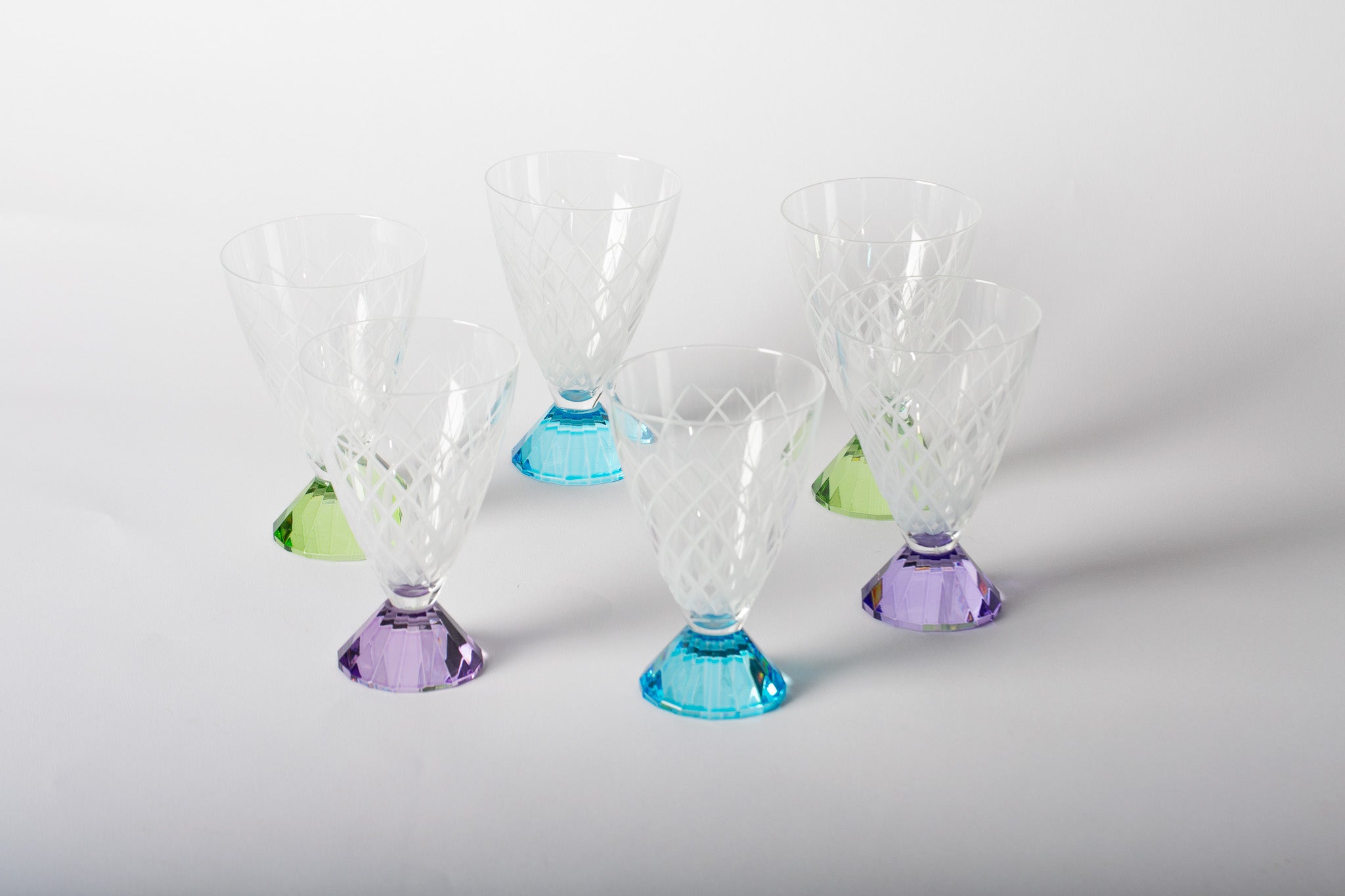 Rainbow Çizgili 6'lı Kristal Diskli Bardak Takımı