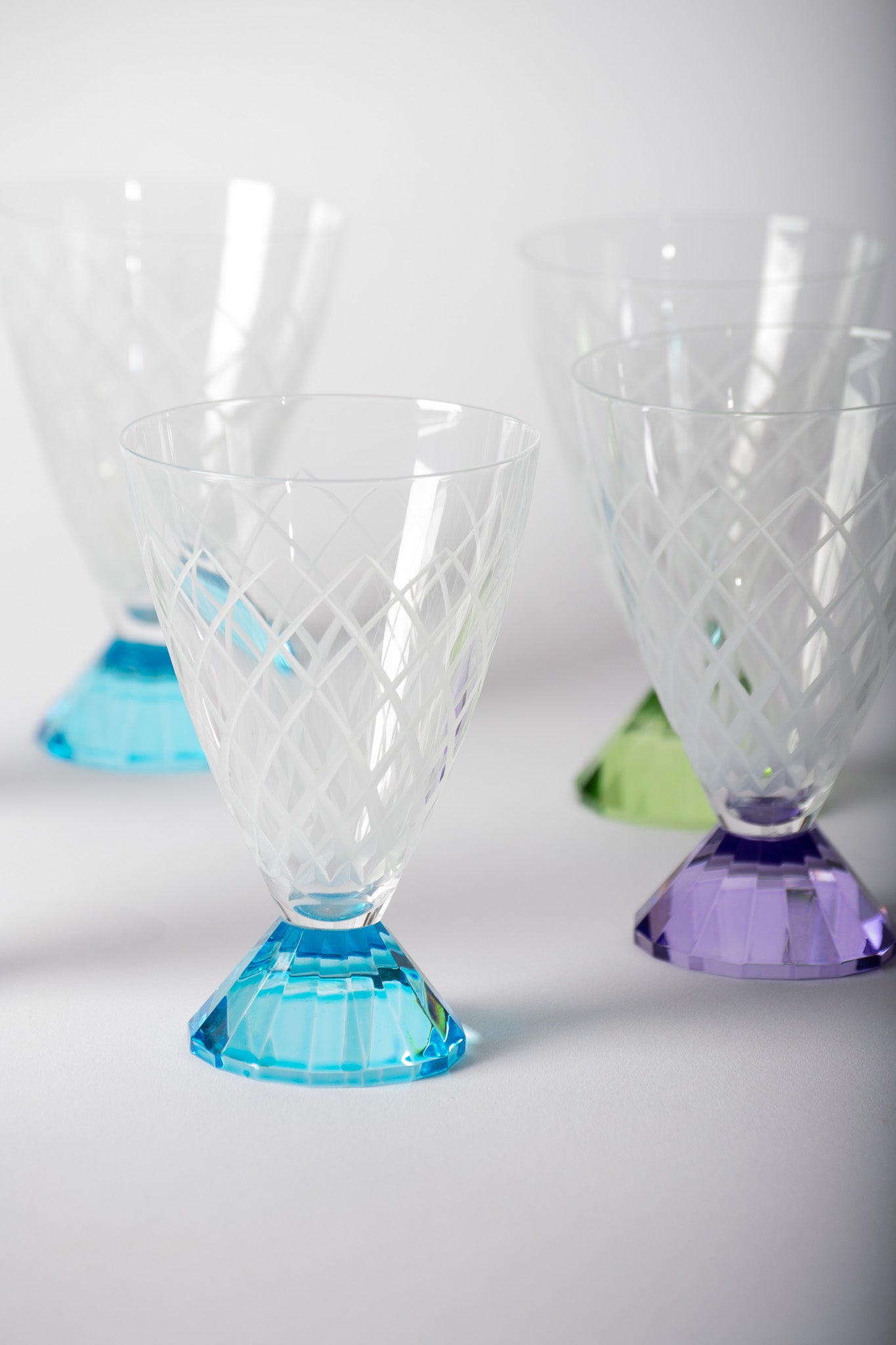 Rainbow Çizgili 6'lı Kristal Diskli Bardak Takımı