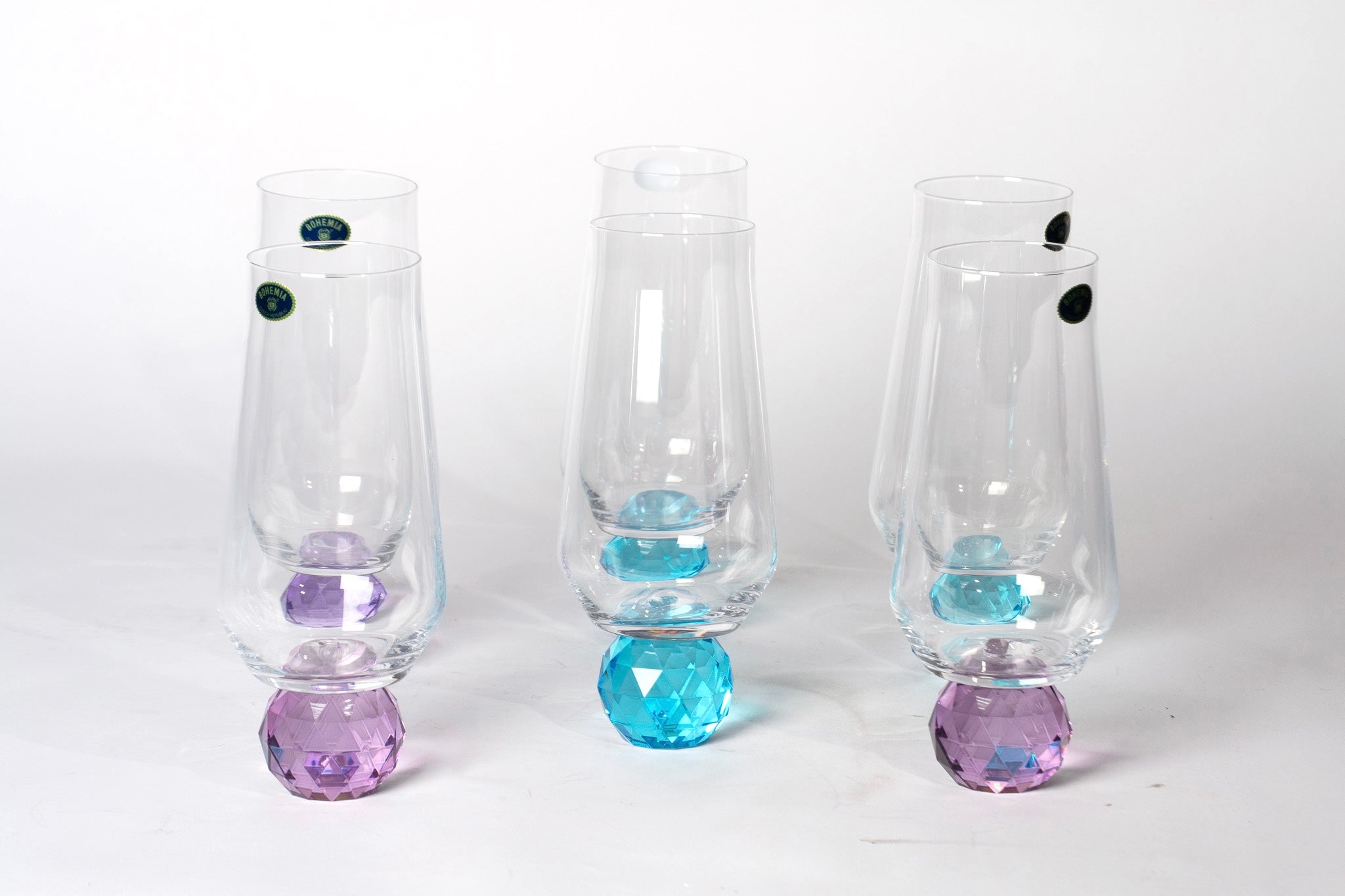 Rainbow Mavi-Lila Kristal Toplu 6'lı Bardak Takımı