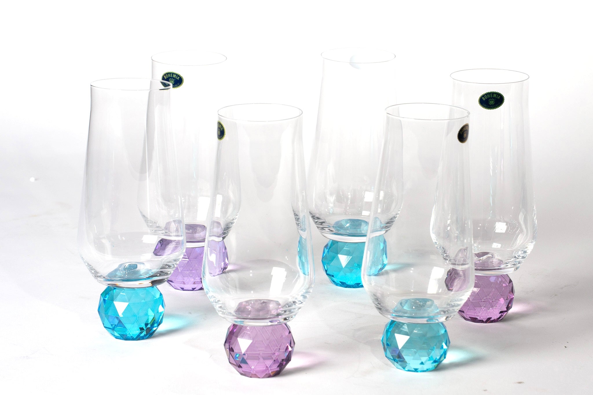 Rainbow Mavi-Lila Kristal Toplu 6'lı Bardak Takımı