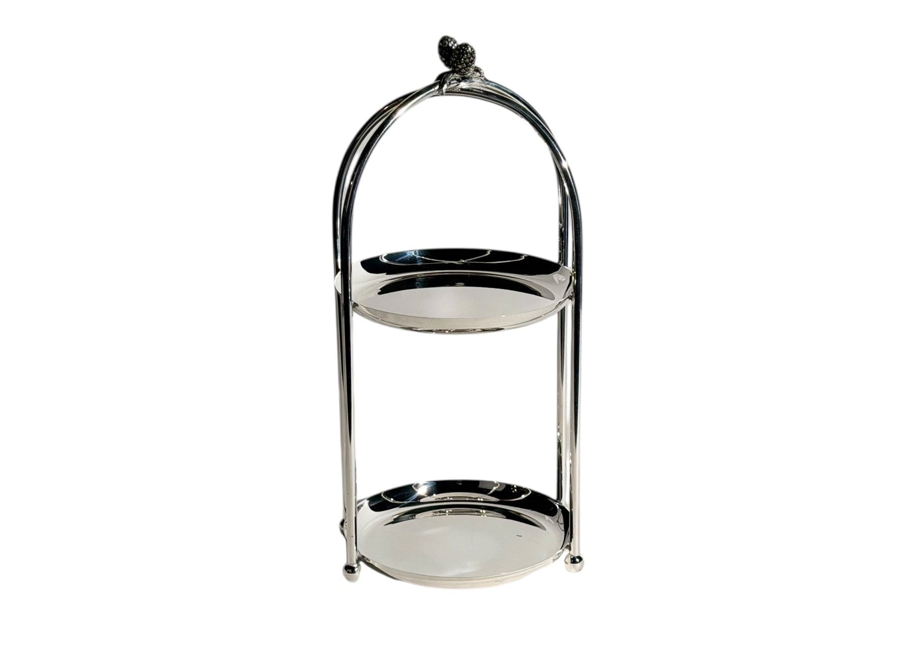 Kozalak Detaylı Gümüş 2 Katlı Sunumluk