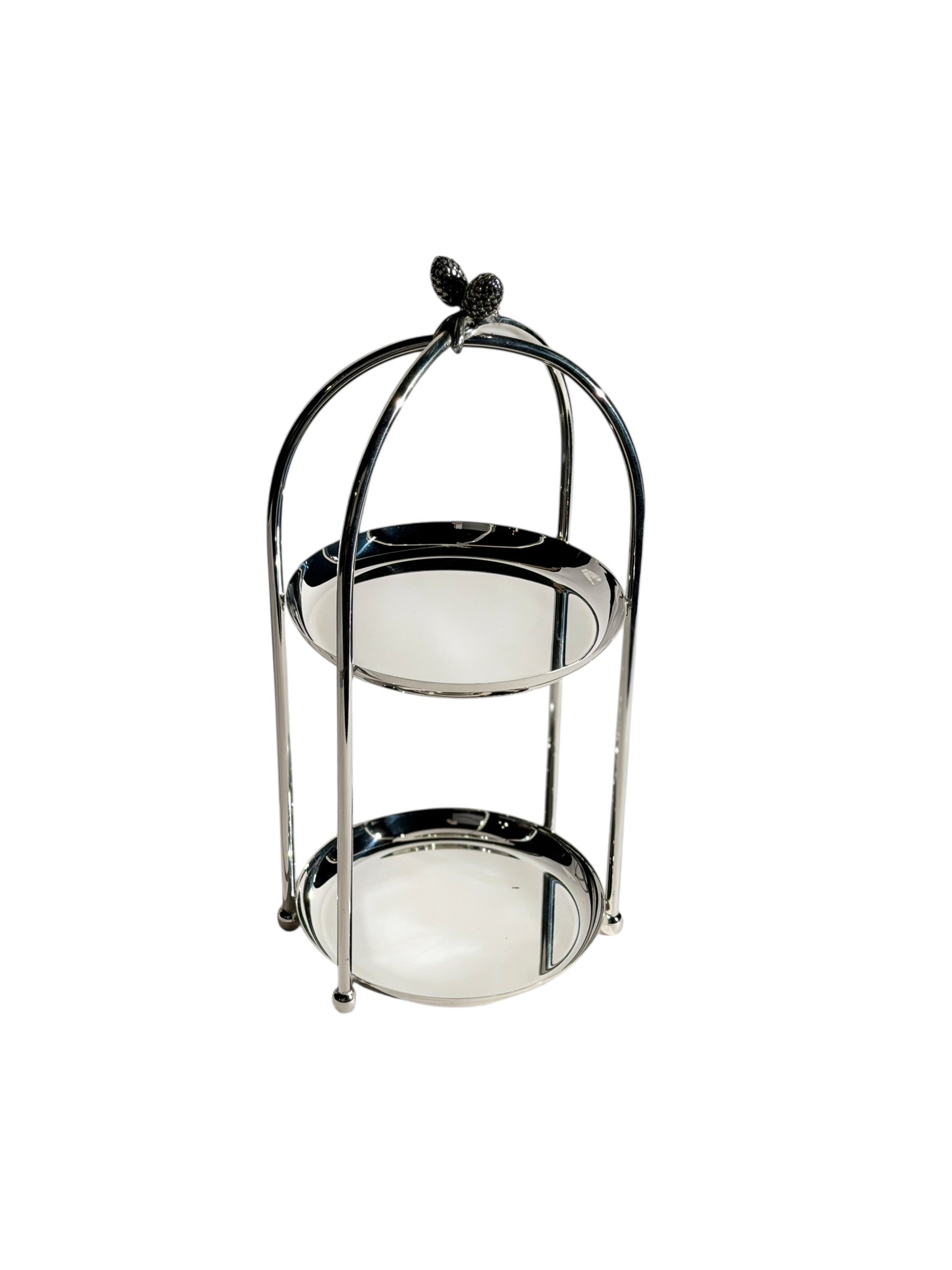 Kozalak Detaylı Gümüş 2 Katlı Sunumluk