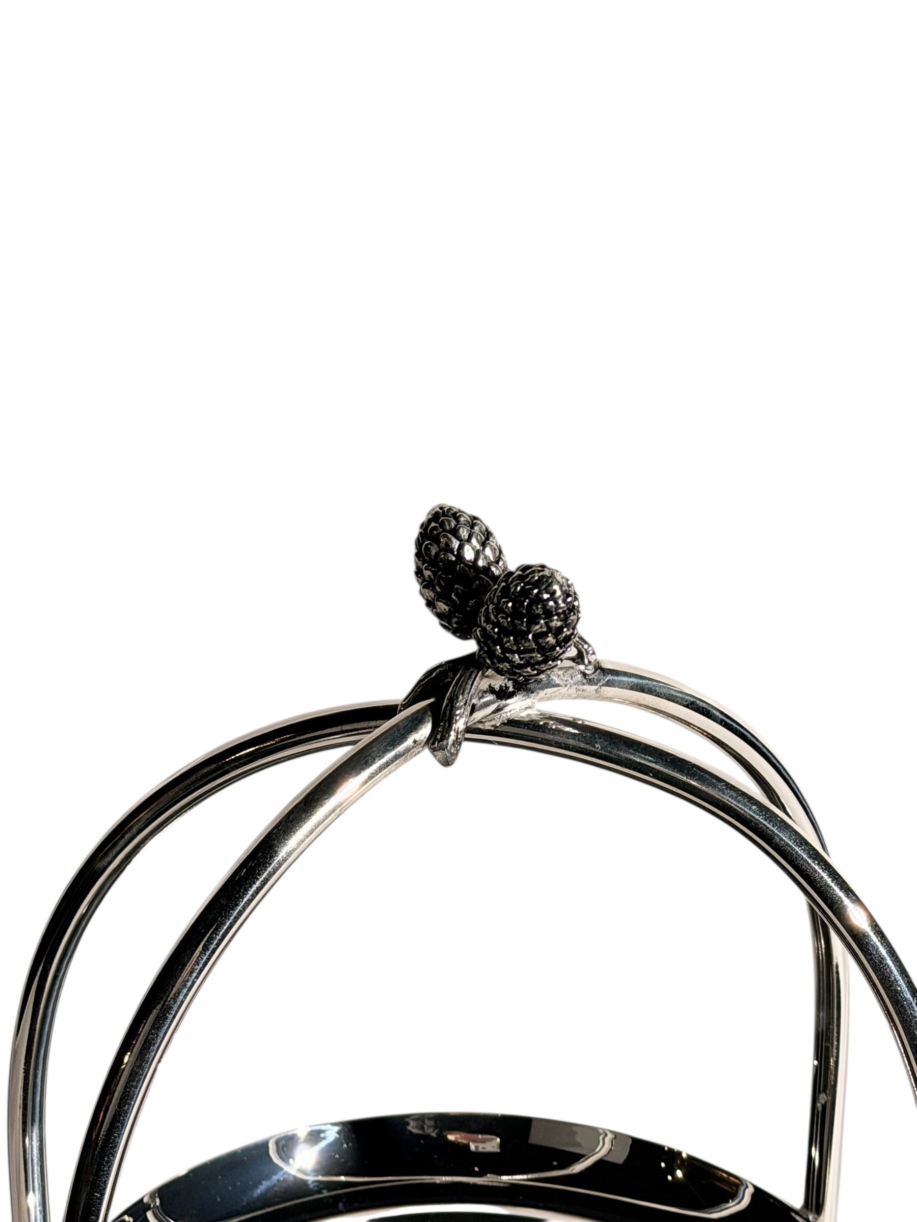 Kozalak Detaylı Gümüş 2 Katlı Sunumluk