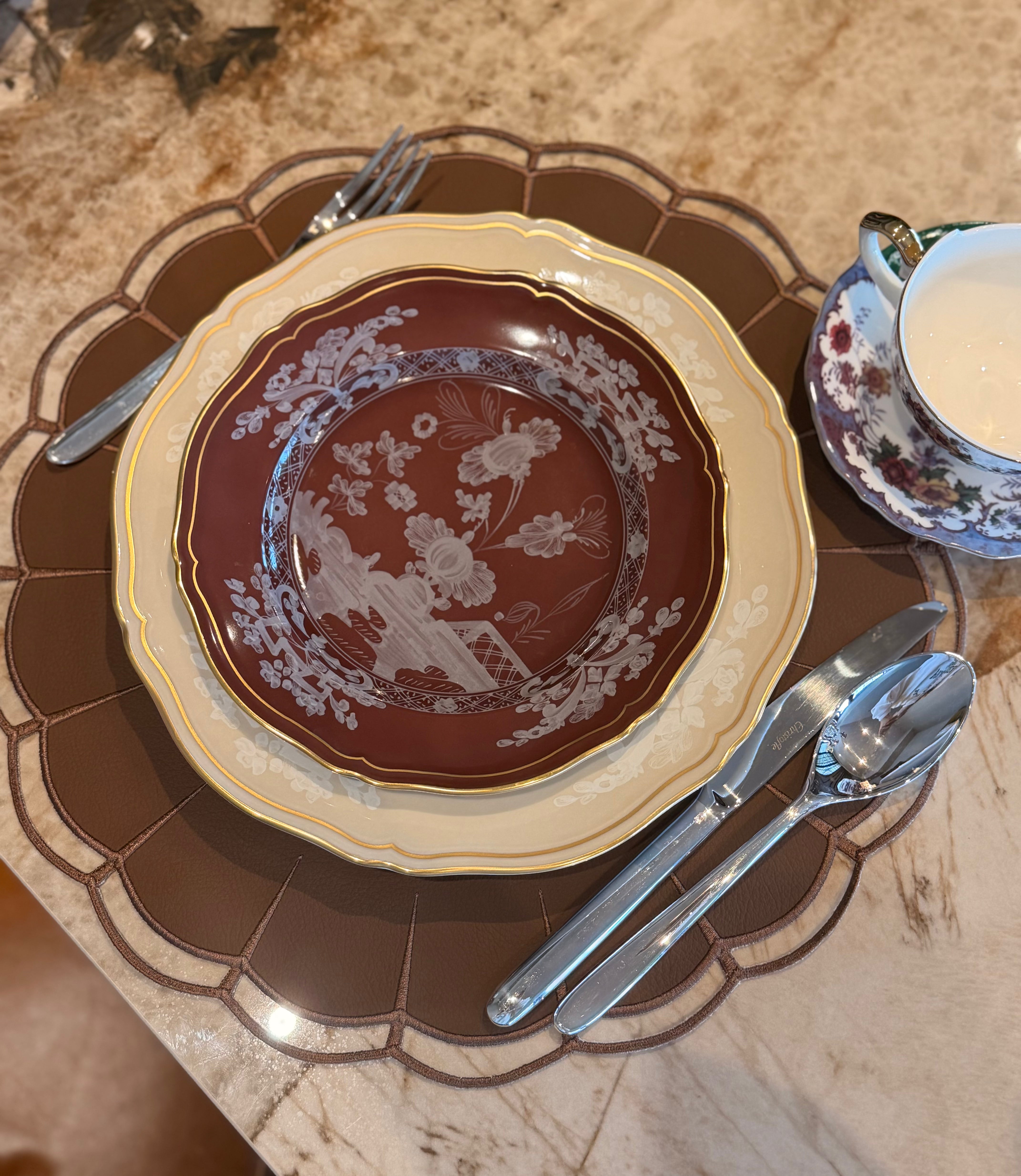 Maroon Kahve 2'li Nakışlı Supla Model Deri Amerikan Servis
