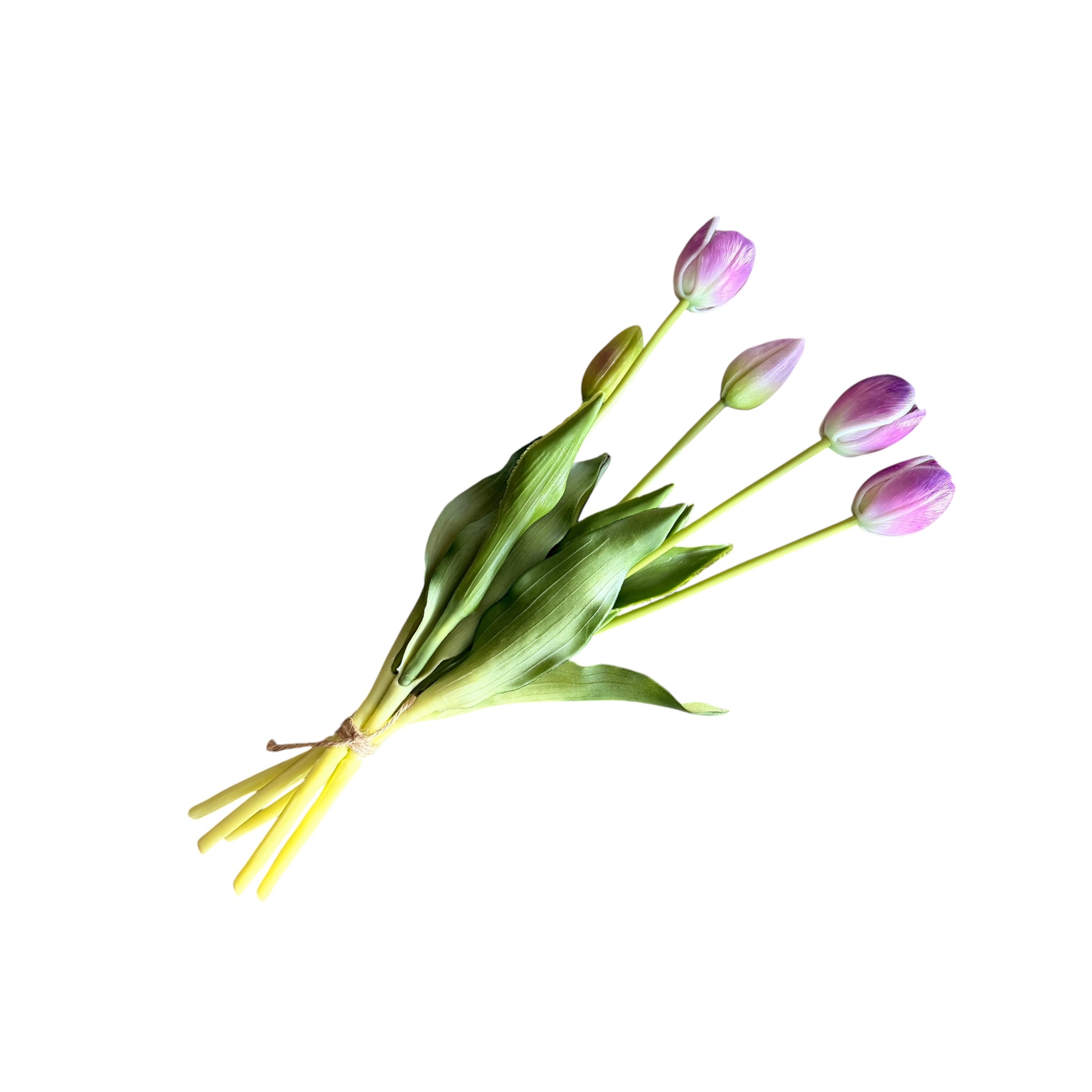 Islak Dokulu Lila Lale Buketi