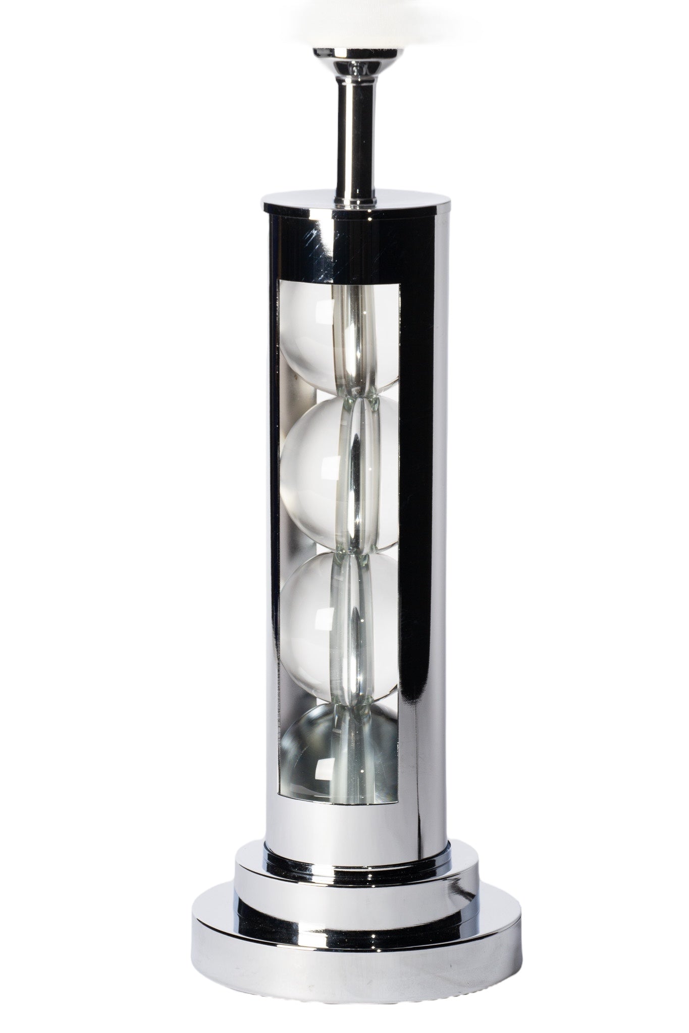 Beyaz Başlıklı Cam Balon Detaylı Gümüş Abajur