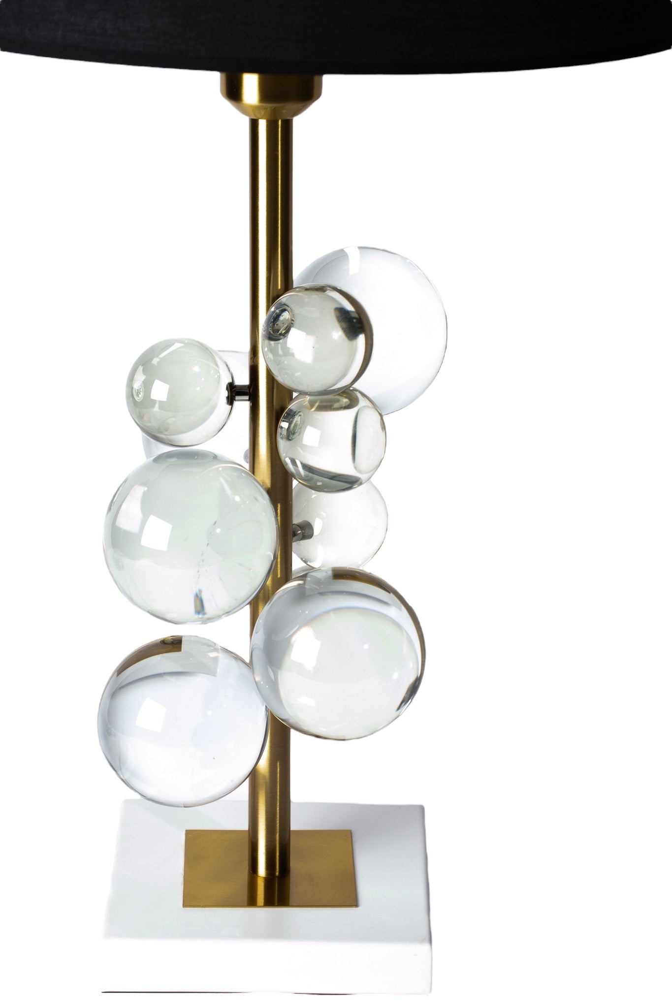 Siyah Başlıklı Cam Balon Detaylı Dekoratif Abajur