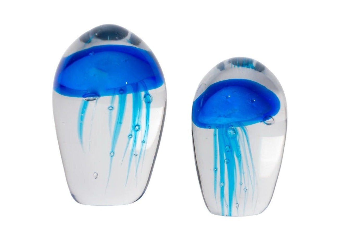 Mavi Deniz Anası Motifli 2'li Cam Dekoratif Obje