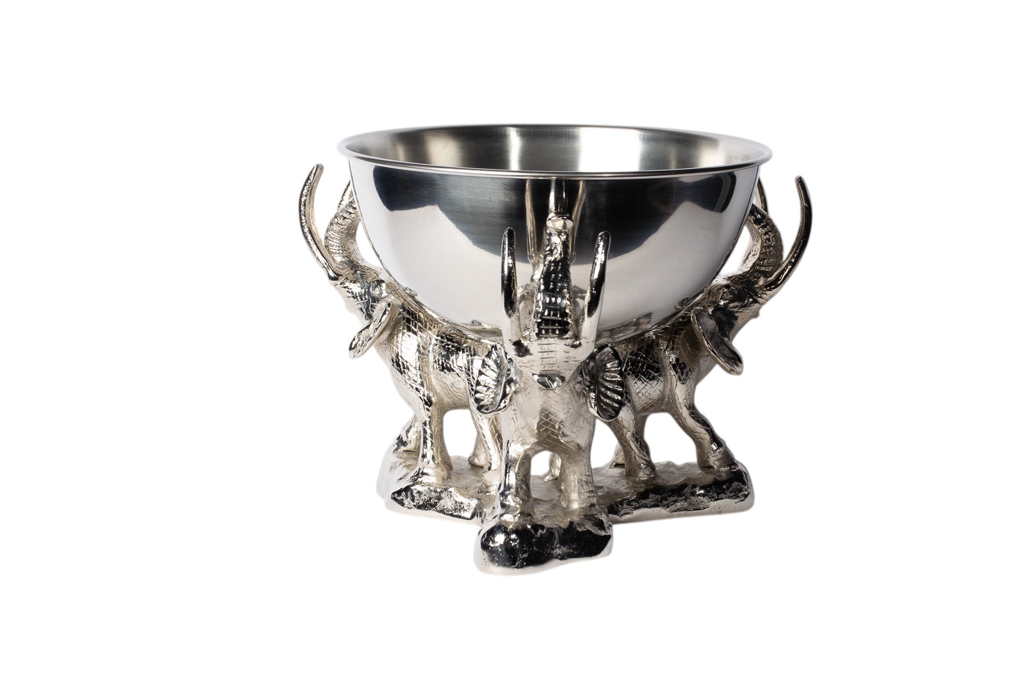 Gümüş Dekoratif Fil Motifli Geniş Kase