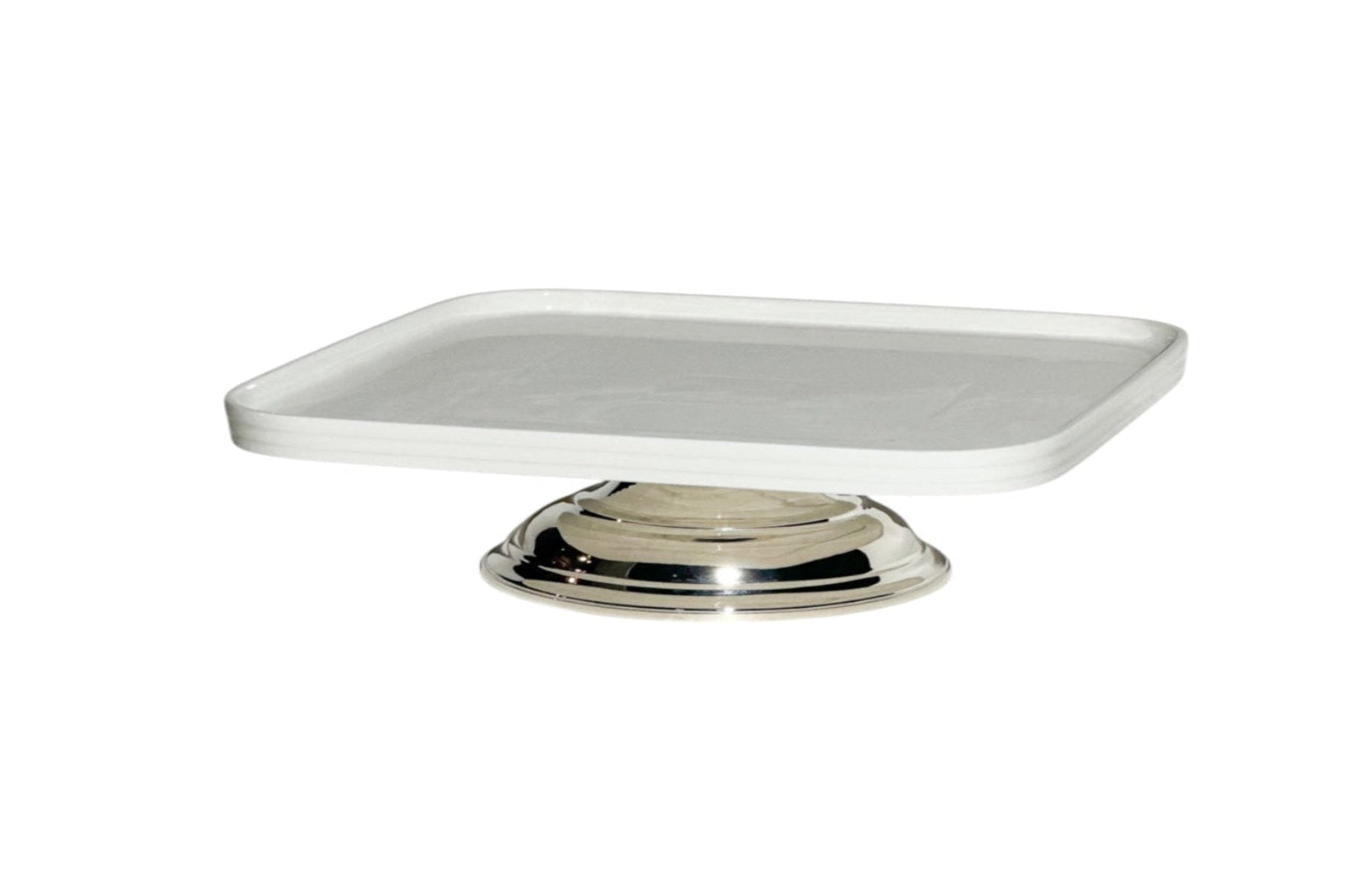 Gümüş Ayaklı Kare Porselen Sunum Tabağı