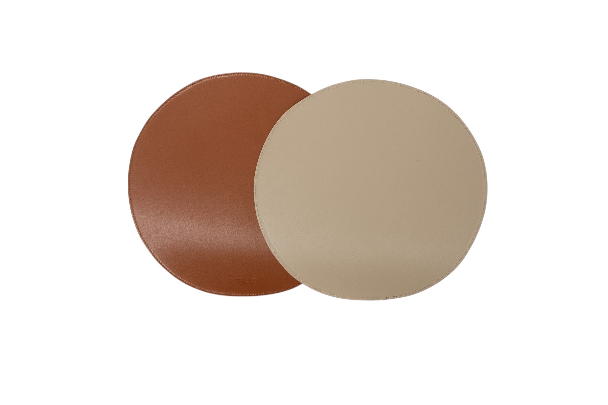 Deri Çift Taraflı Yuvarlak Supla Model Amerikan Servis (Taba/Bej)