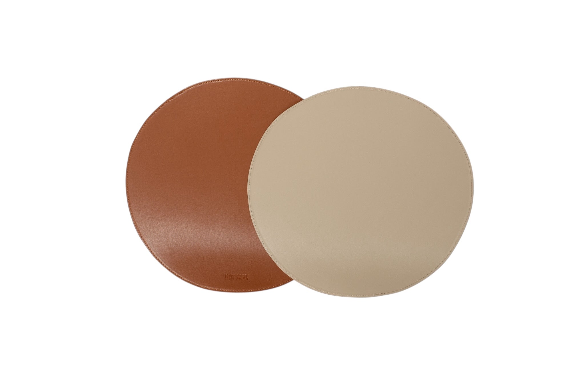 Deri Çift Taraflı Yuvarlak Supla Model Amerikan Servis (Taba/Bej)