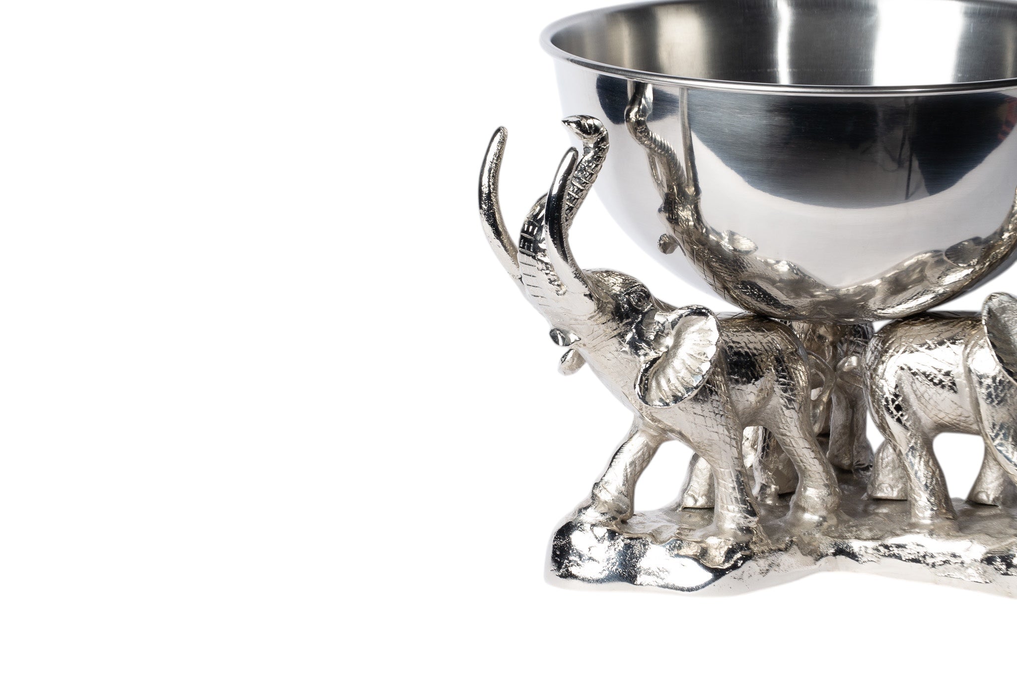 Gümüş Dekoratif Fil Motifli Geniş Kase