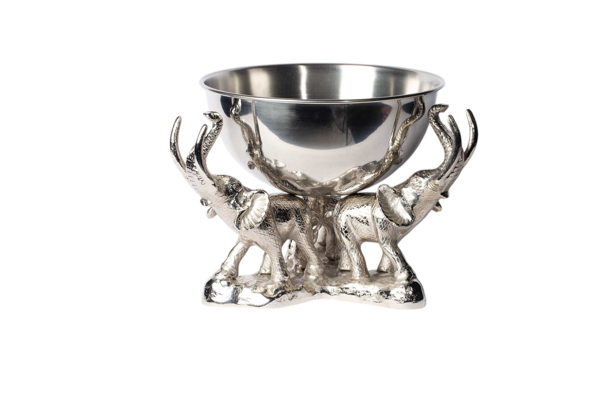 Gümüş Dekoratif Fil Motifli Geniş Kase