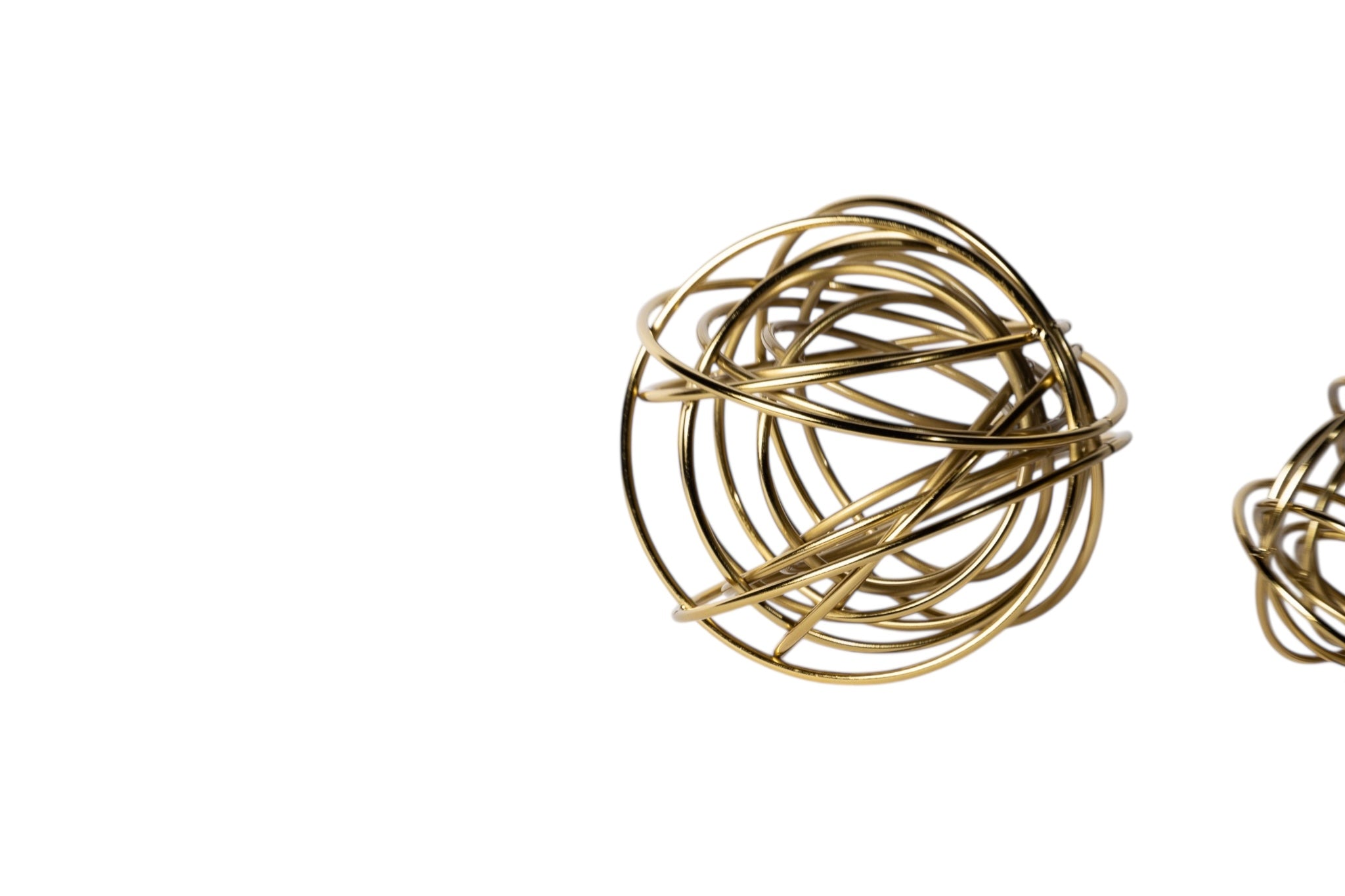 Metal Gold Renk 2'li Yumak Dekoratif Obje