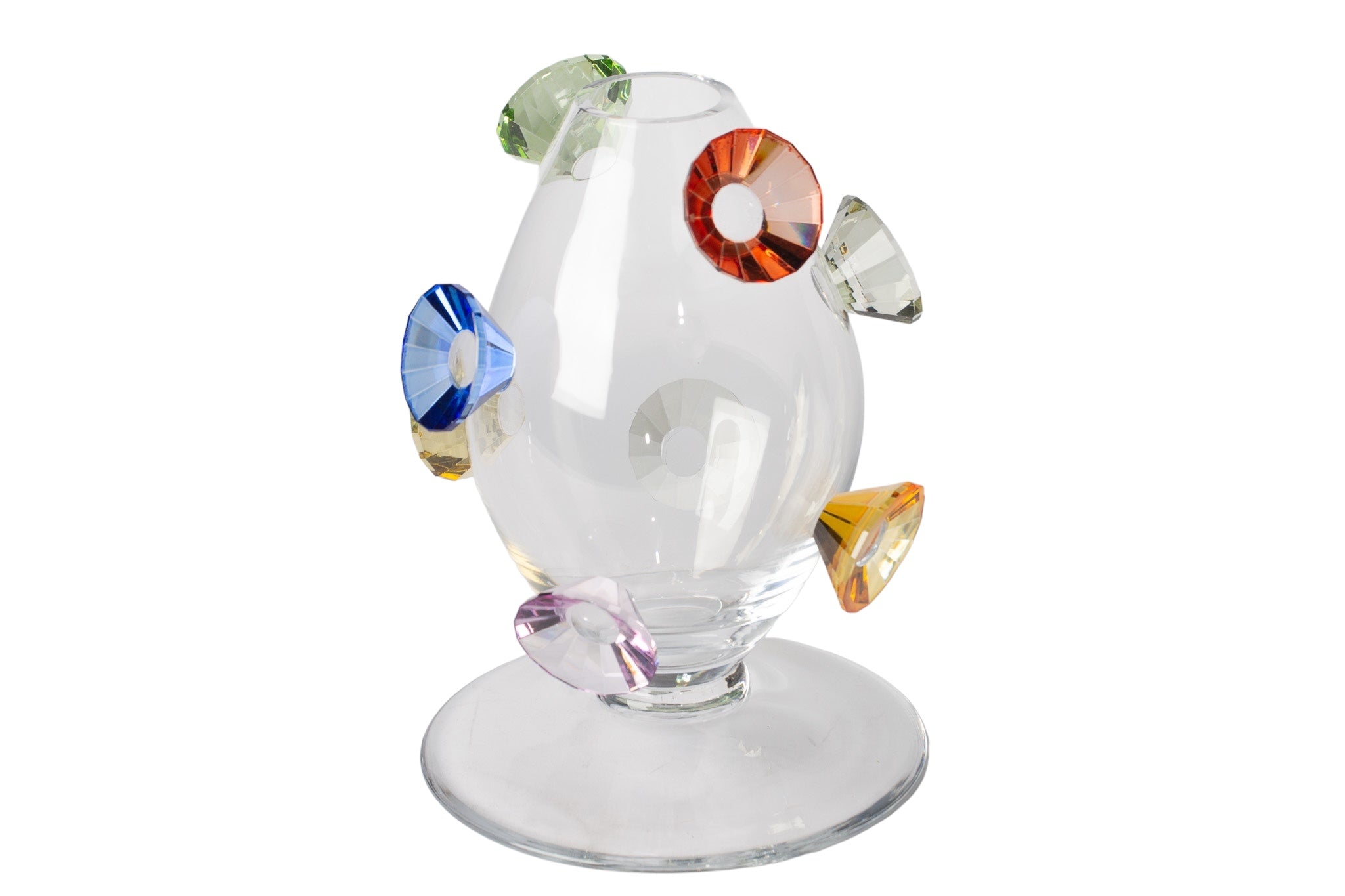 Renkli Kristal Detaylı Cam Vazo