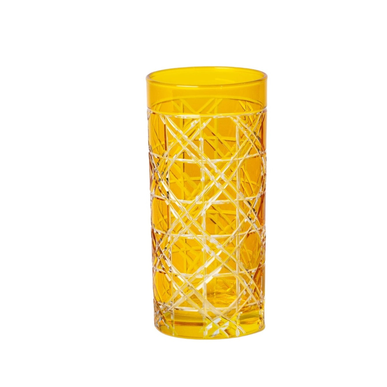 Claudie Sarı Kesme Cam Meşrubat Bardağı