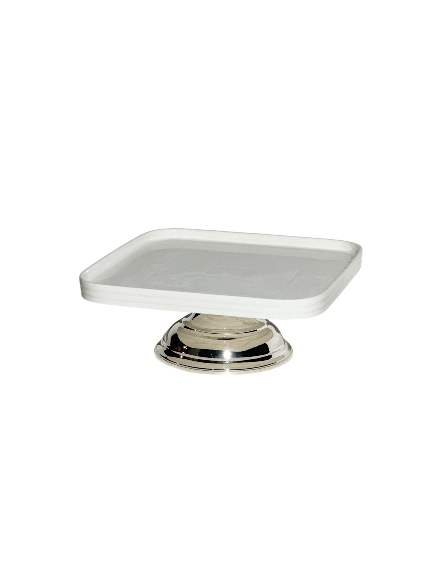 Gümüş Ayaklı Kare Porselen Sunum Tabağı