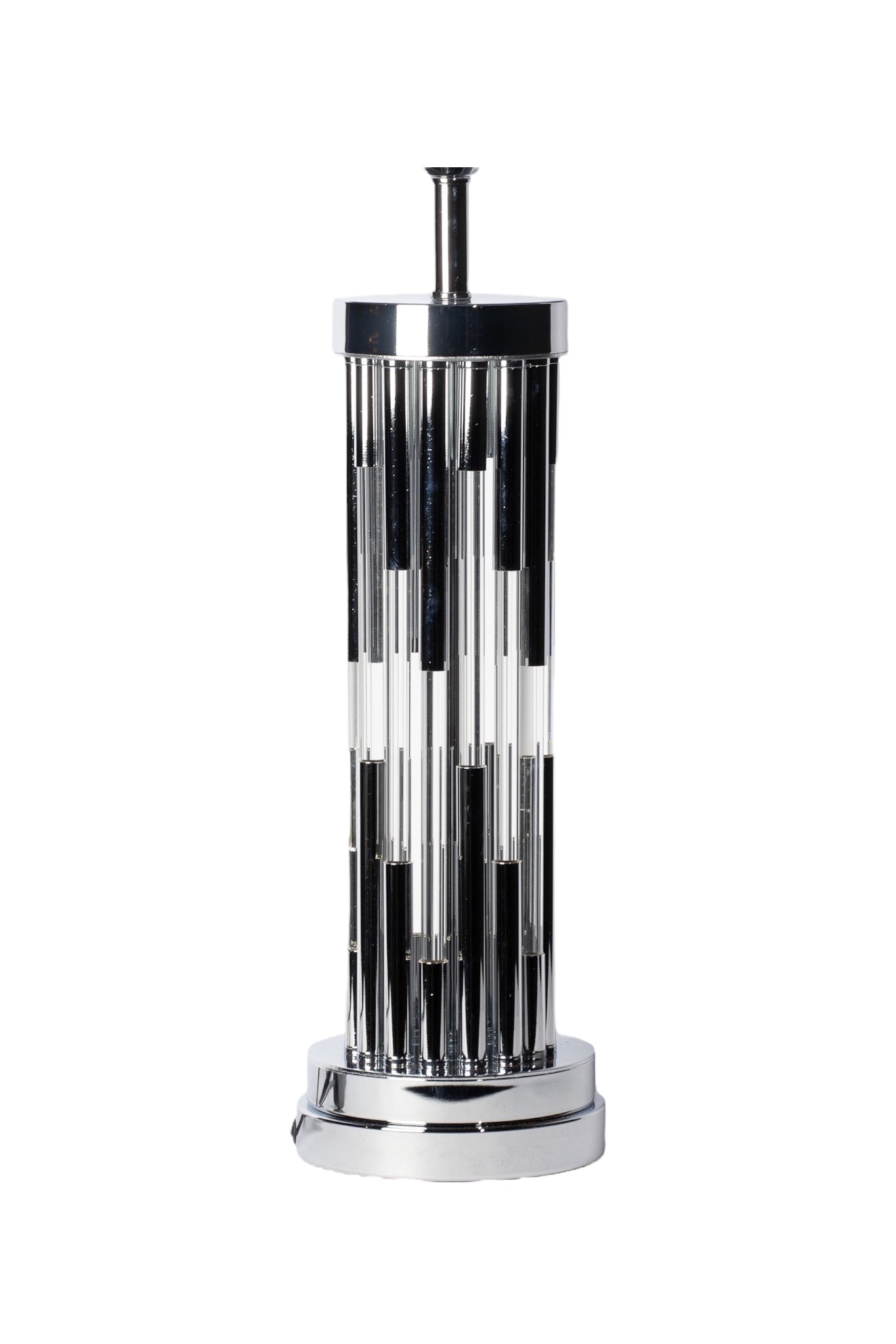 Gümüş Çubuk Detaylı Cam Siyah Başlıklı Abajur