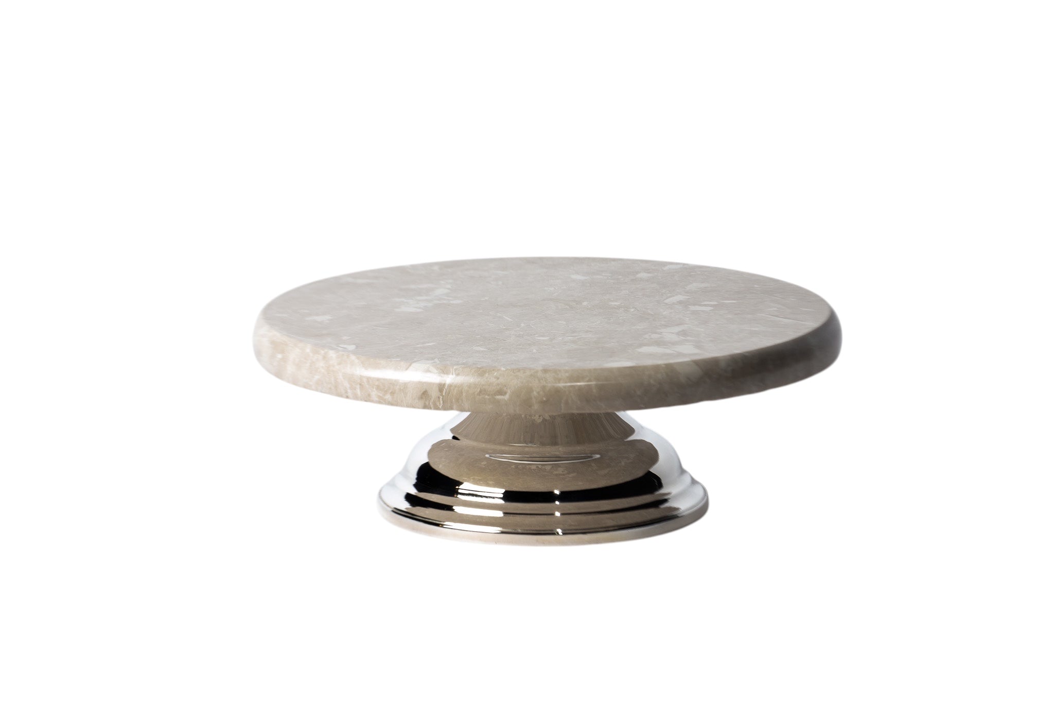 Açık Vizon Mermer Gümüş Ayaklı Pasta Standı