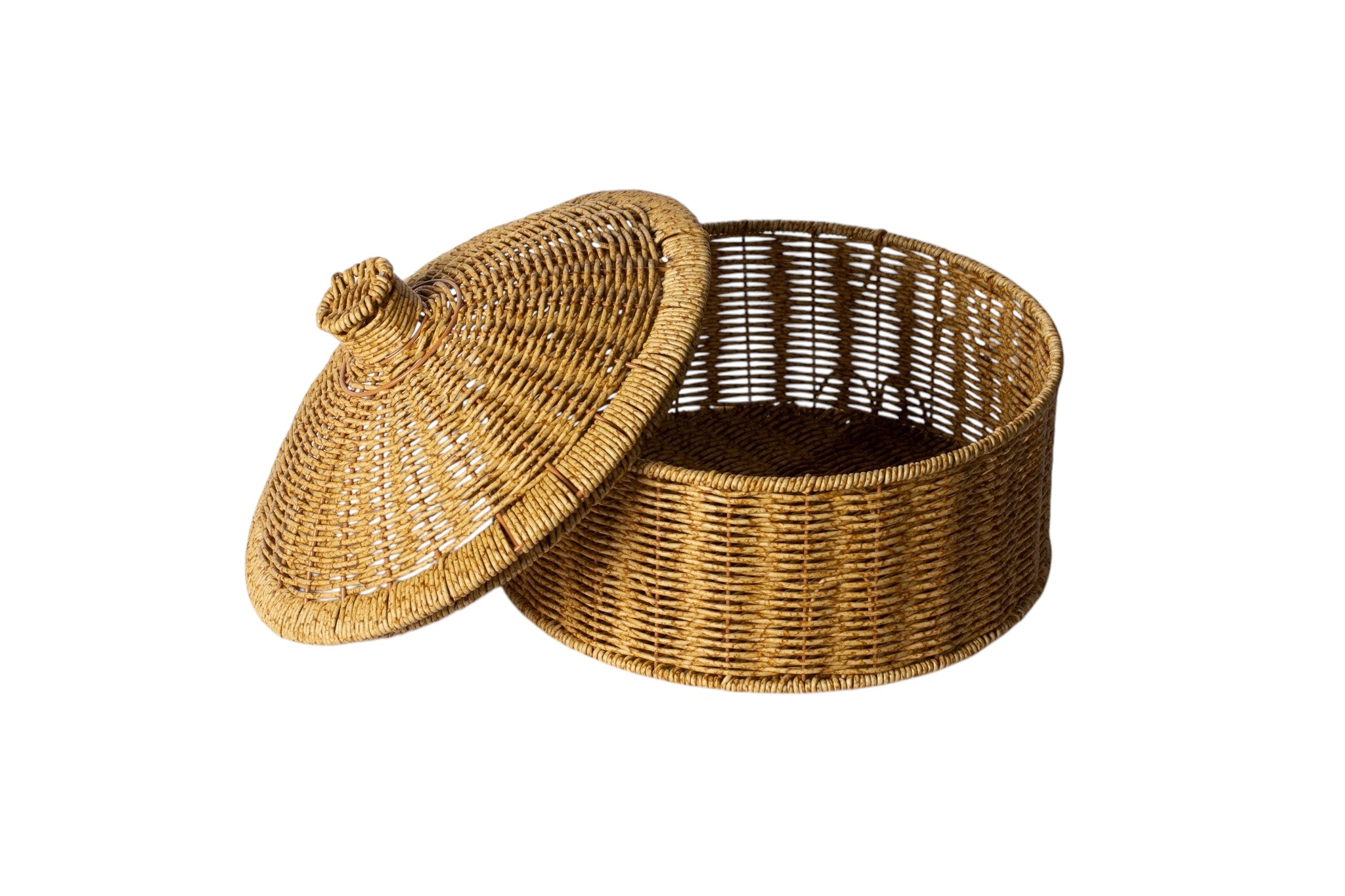 Hasır Kapaklı Dekoratif Orta Boy Sepet