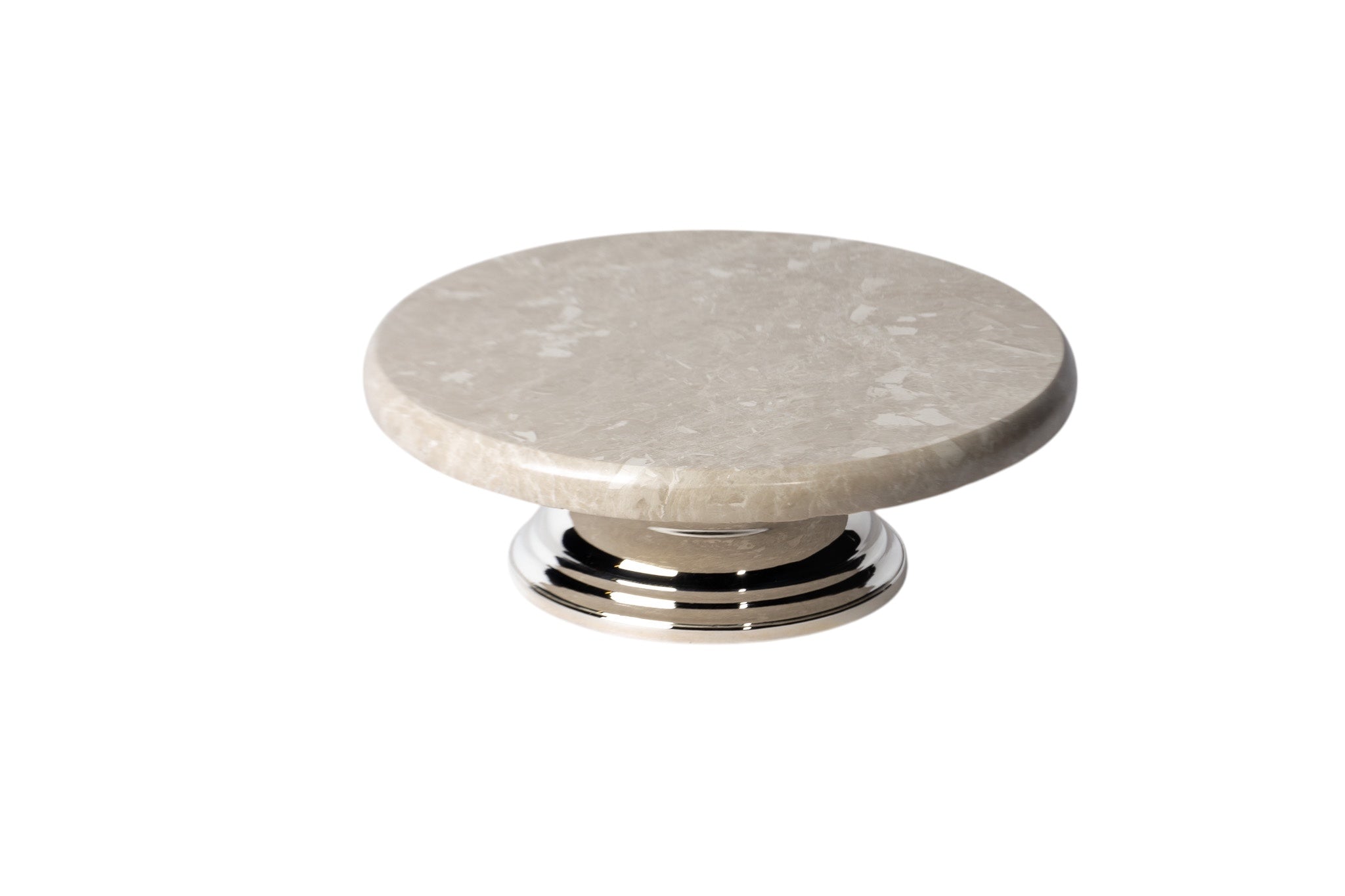 Açık Vizon Mermer Gümüş Ayaklı Pasta Standı
