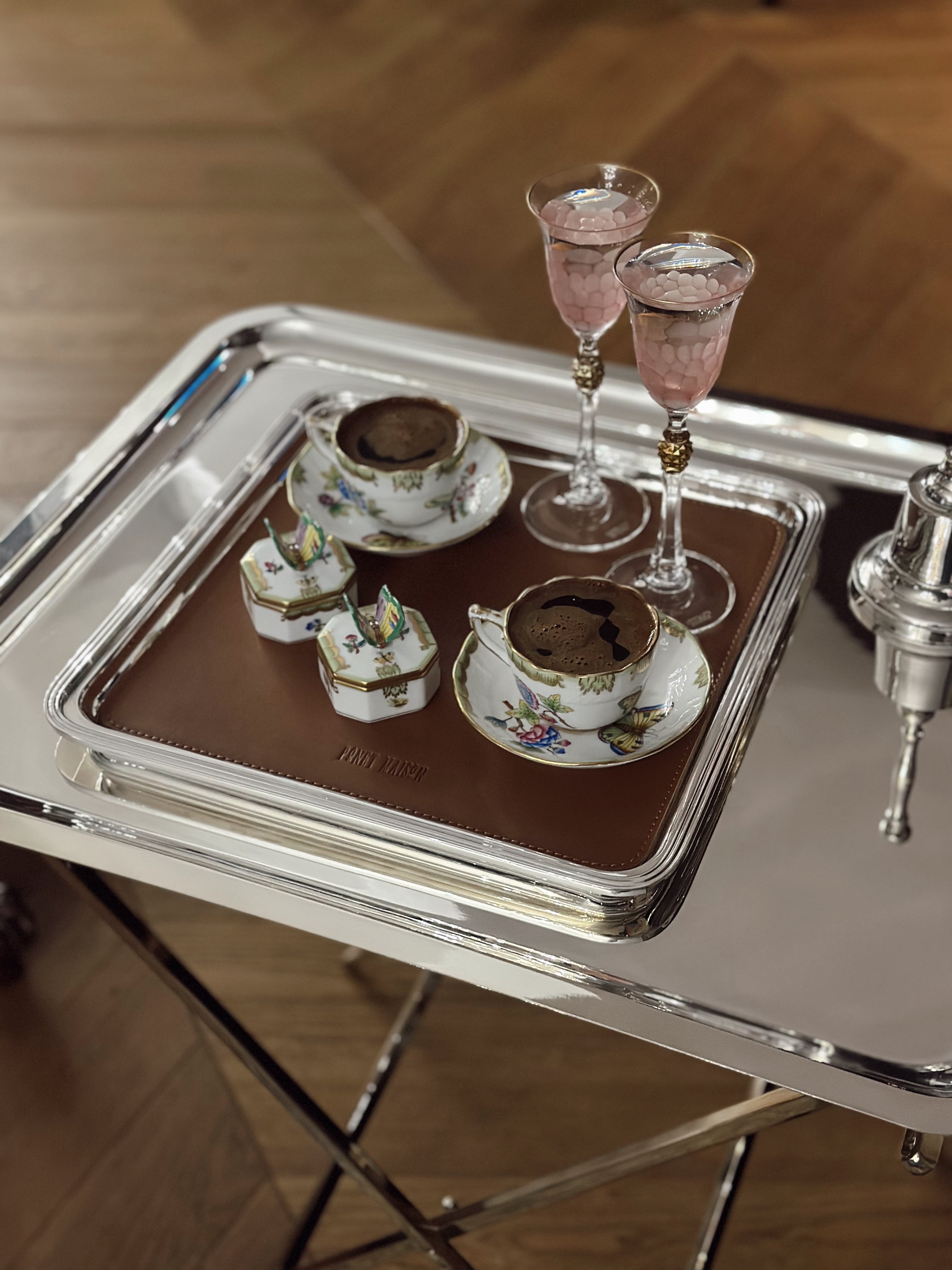 Deri 30x30 Tepsi İçi Örtüsü (Taba/Vizon)