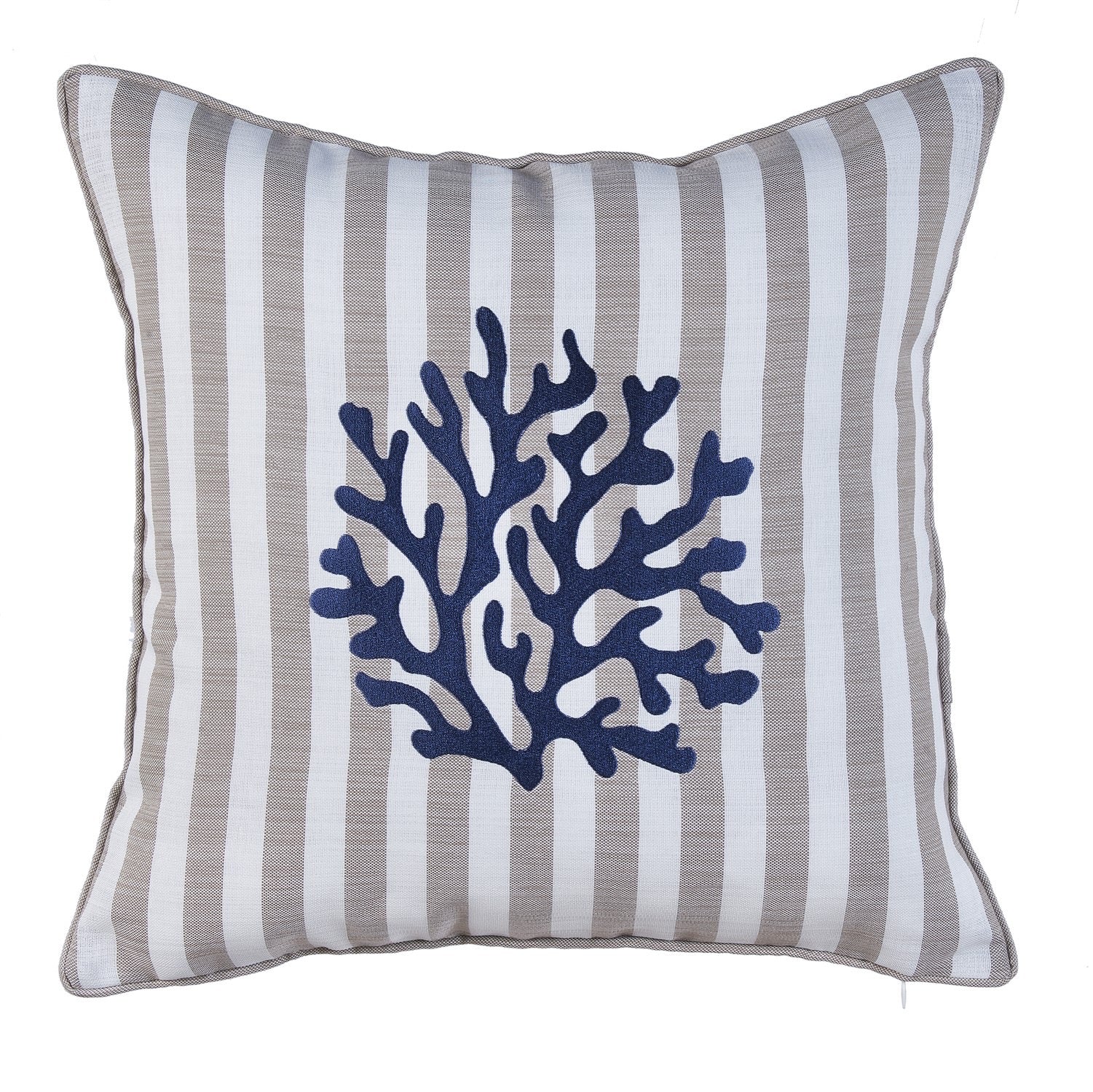 Ocean Serisi Lacivert&Keten Çizgili Desenli Keten Kırlent