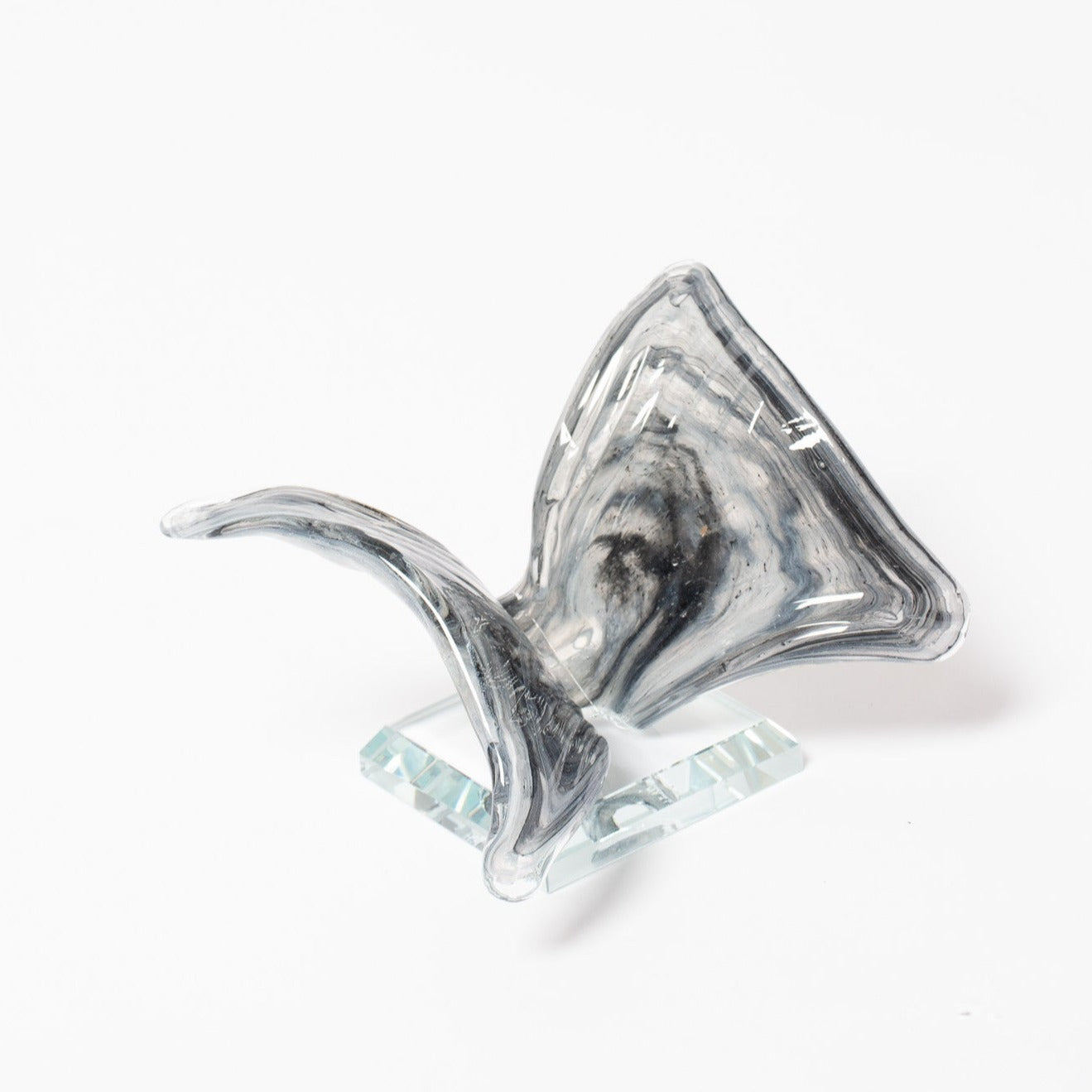 Murano Gri Dikdörtgen Cam Tabanlı Dekoratif Kelebek