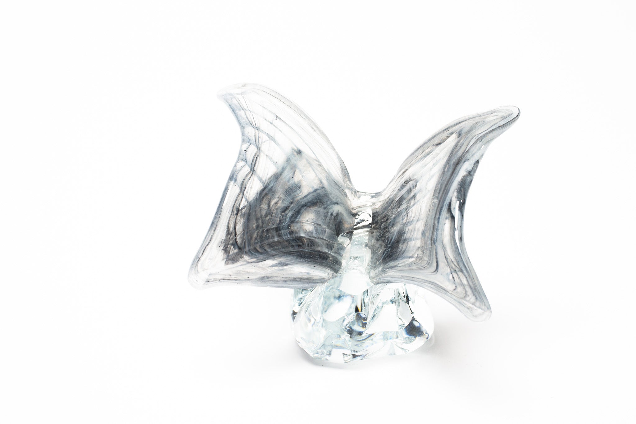 Büyük Cam Tabanlı Gri Murano Cam Dekoratif Kelebek