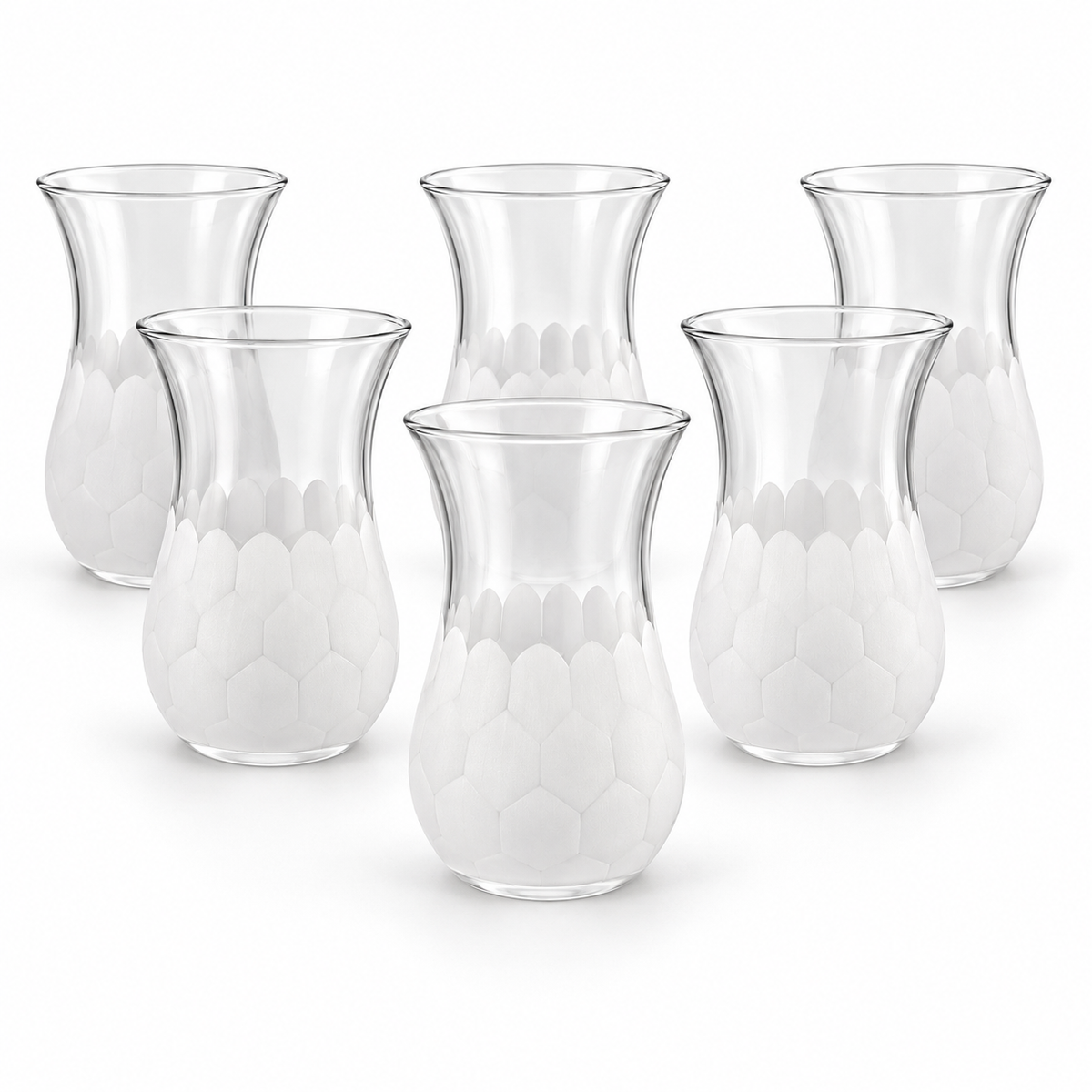 Bal Peteği Desenli Cam Çay Bardağı (6'lı)