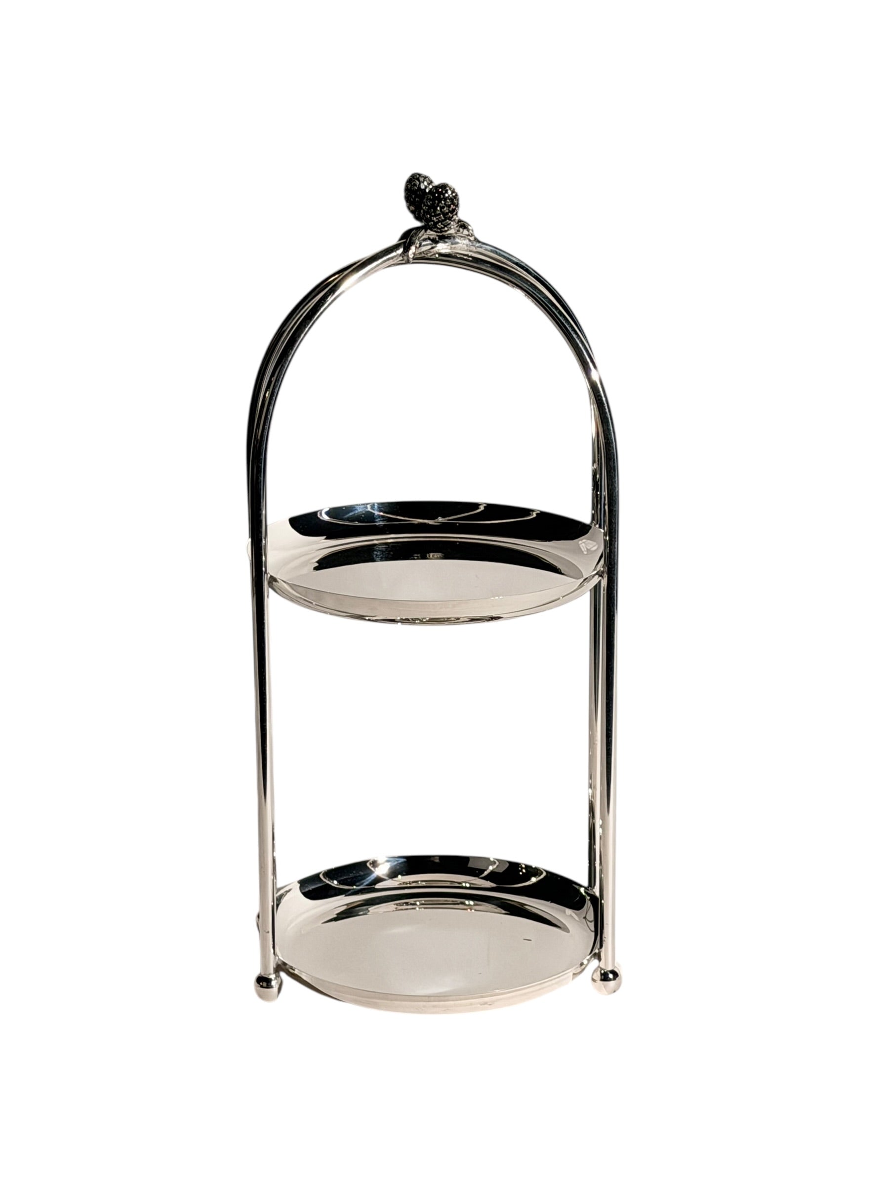 Kozalak Detaylı Gümüş 2 Katlı Sunumluk