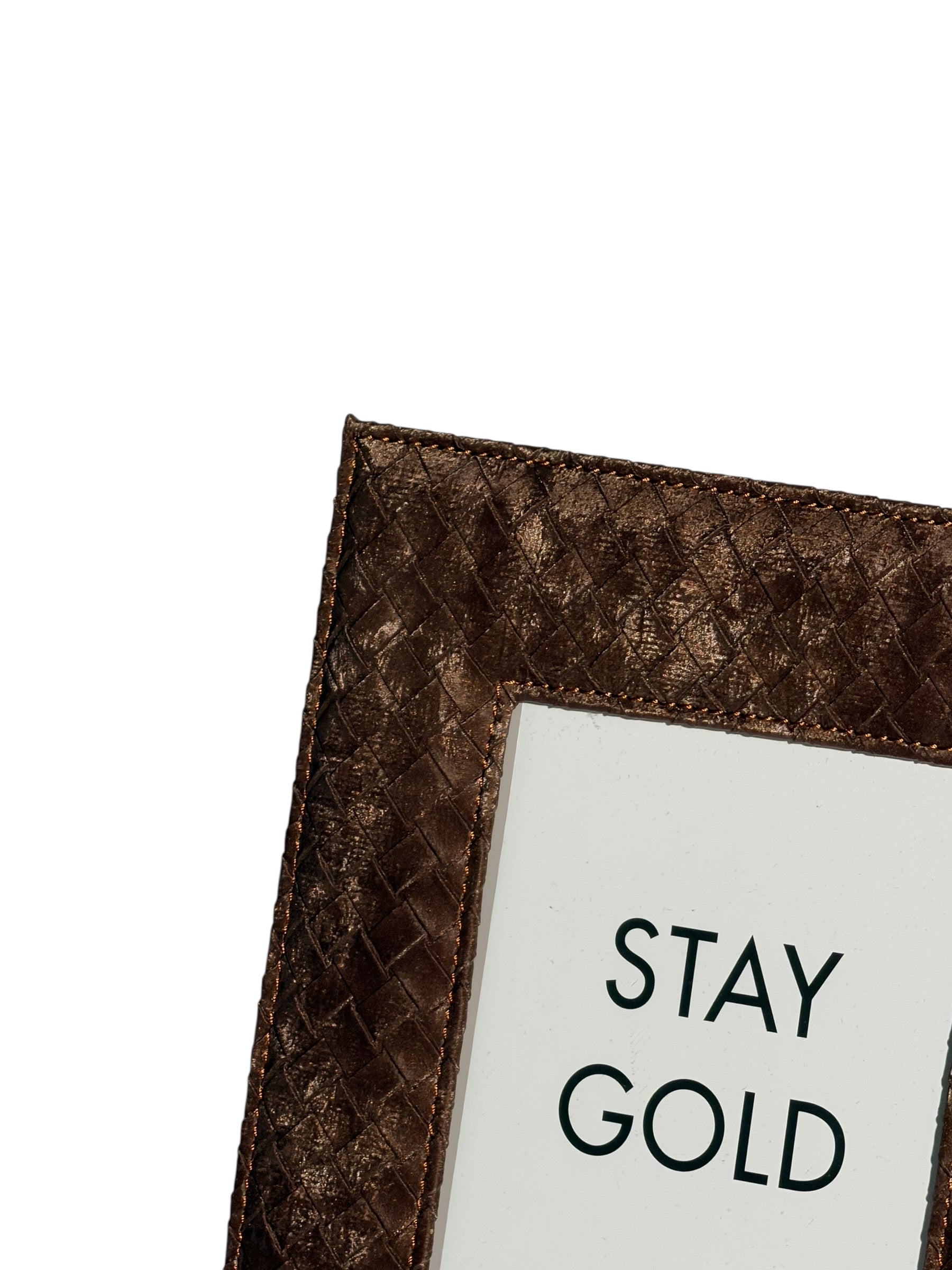 Süet Deri Koyu Kahve Kareli Çerçeve