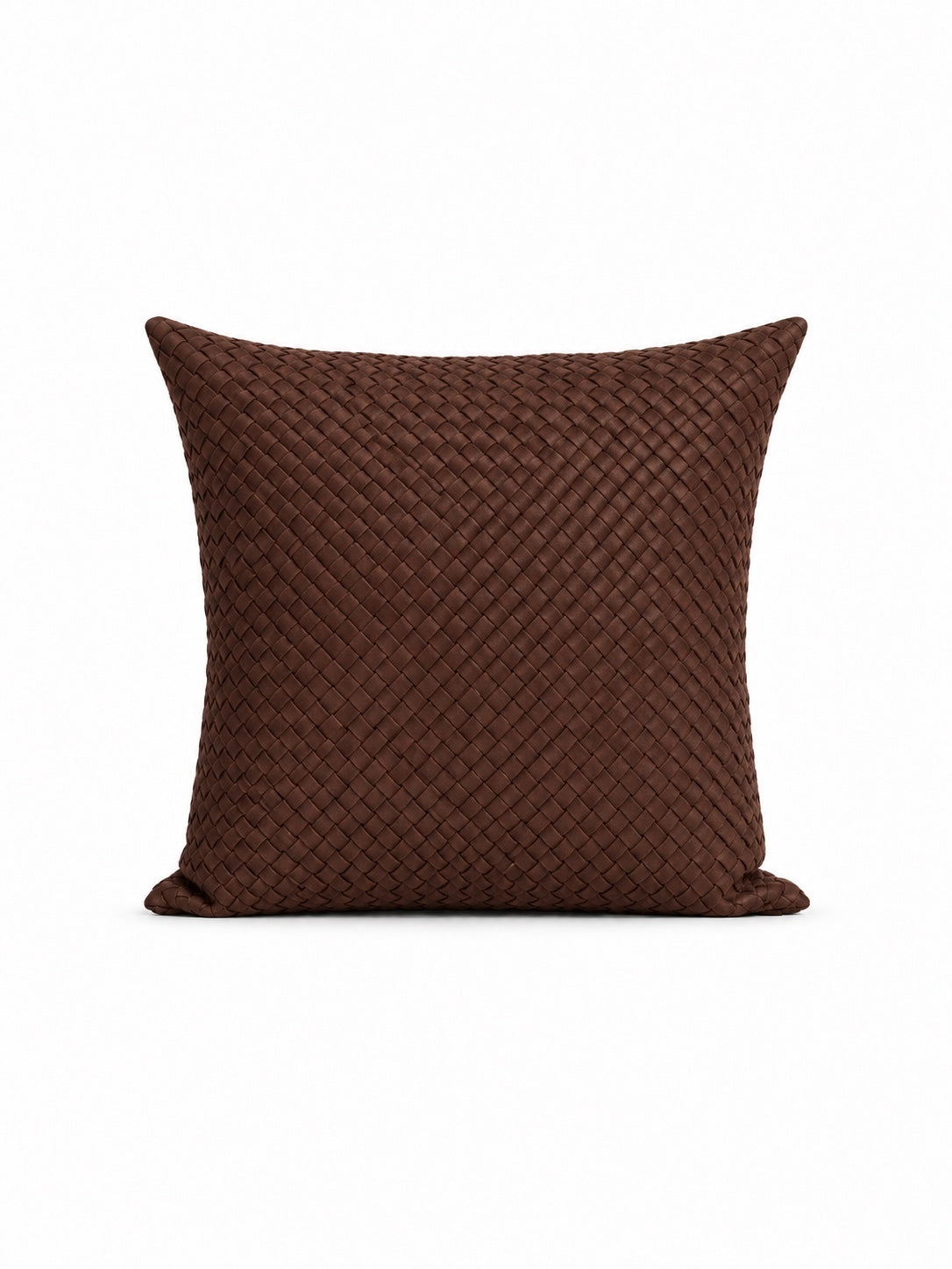 Örgü Deri Kırlent 45x45 – Koyu Kahve