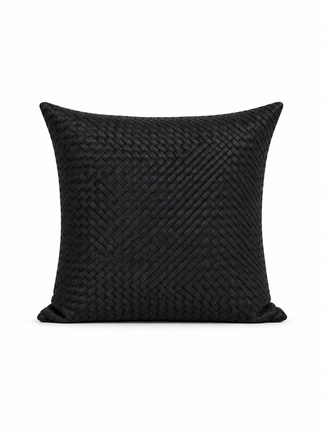 Örgü Deri Kırlent 45x45 – Siyah