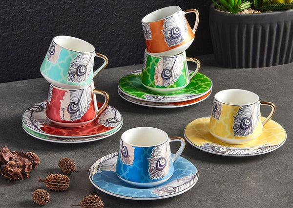 Maroq Renkli Porselen Kahve Fincanı Takımı